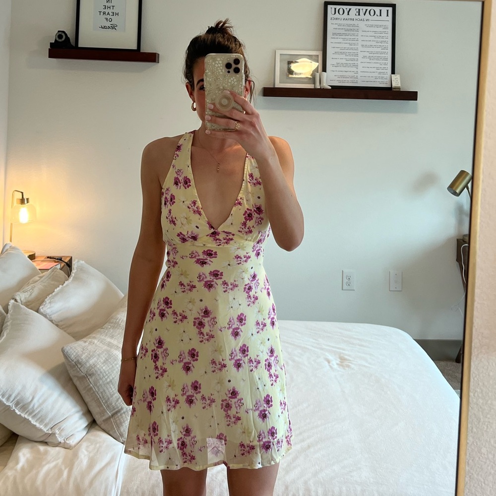 Yellow Princess Polly tie-back dress